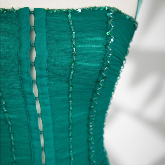 SOLD!! Marciano Turquoise Corset with Stunning Bead Details, Size XS (Gem Find) - Picture 6 of 8